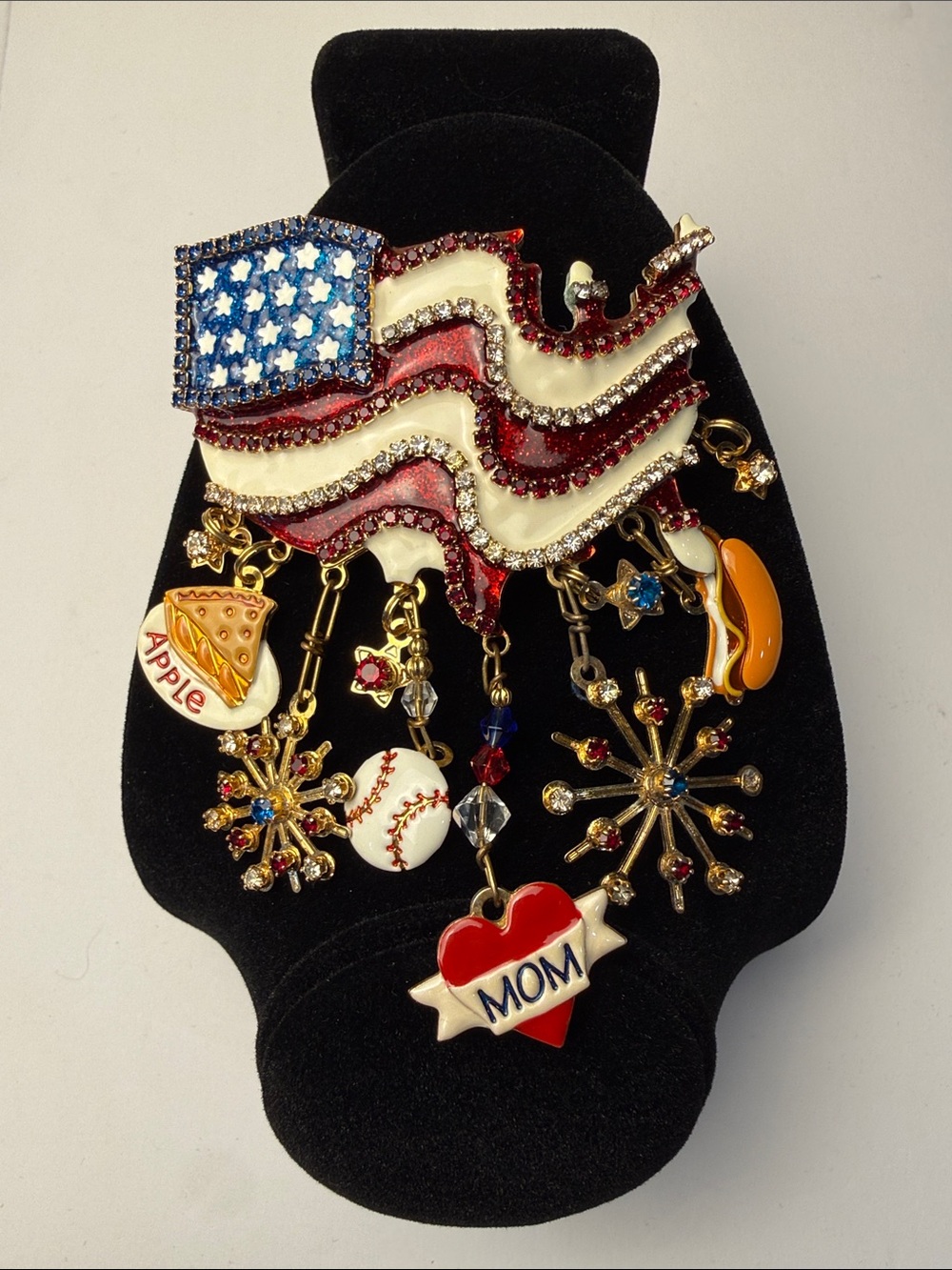LATR2GO Lunch at The Ritz Vintage American Flag Brooch or pendent 4th of a July